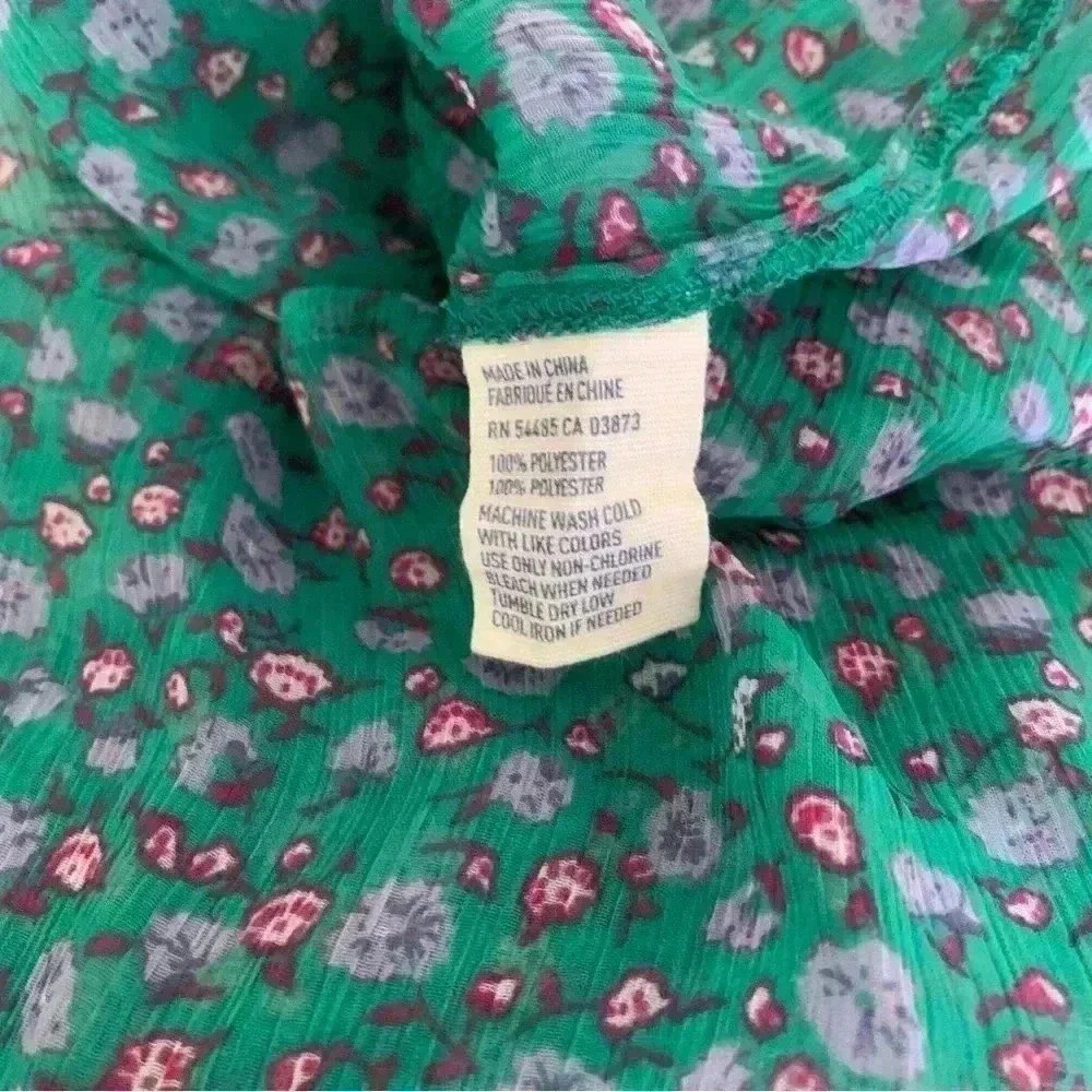 AE teal floral chiffon sleeveless blouse - Picture 6 of 6